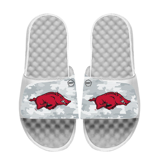 Men's ISlide White Arkansas Razorbacks Camo Slide Sandals