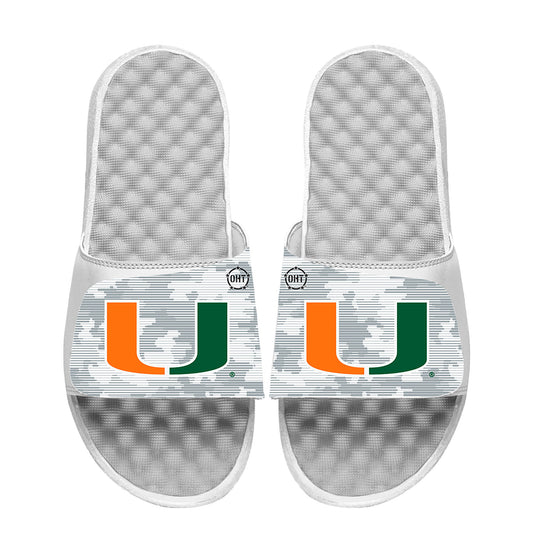 Men's ISlide White Miami Hurricanes Camo Slide Sandals