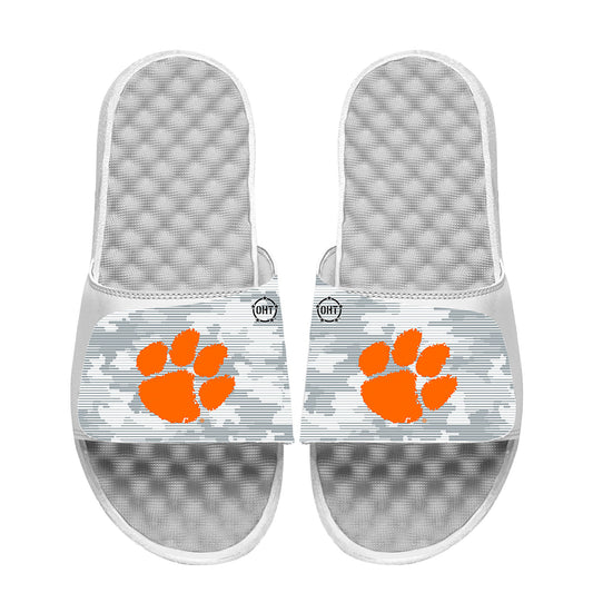 Men's ISlide White Clemson Tigers Camo Slide Sandals