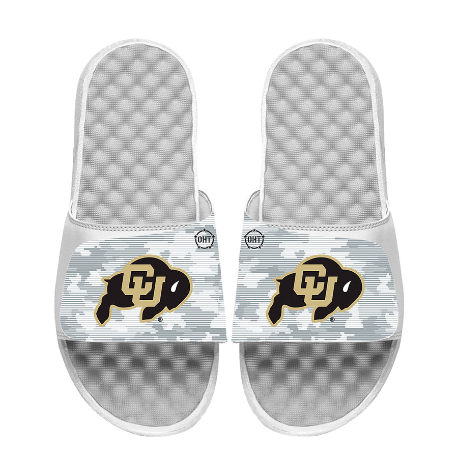 Men's ISlide White Colorado Buffaloes Camo Slide Sandals