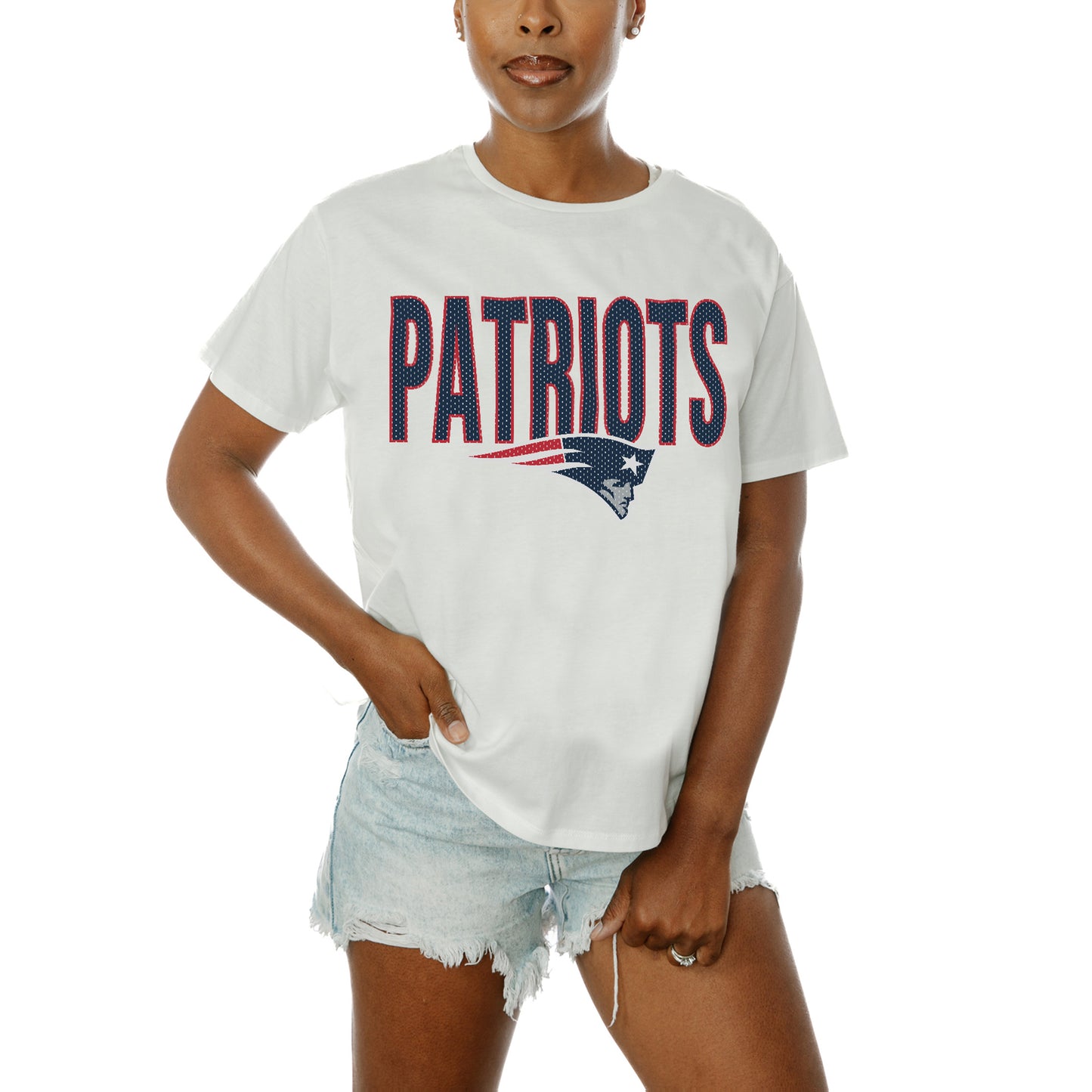 Women's Gameday Couture  White New England Patriots  Keep It Up T-Shirt