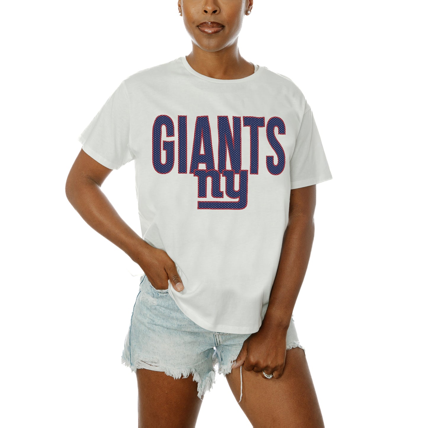 Women's Gameday Couture  White New York Giants  Keep It Up T-Shirt