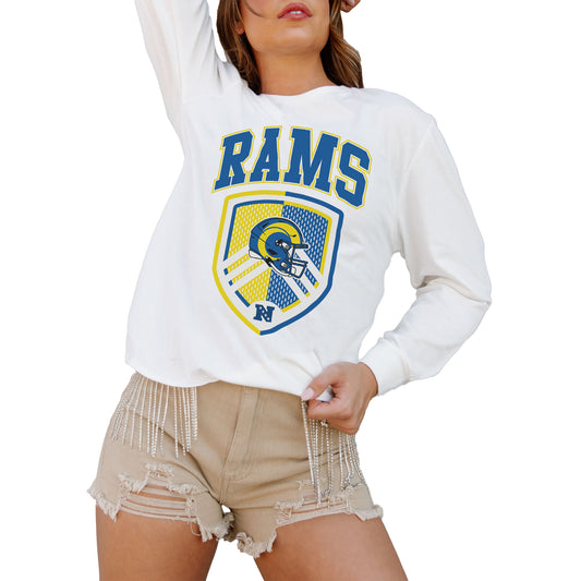 Women's Gameday Couture  White Los Angeles Rams  Pushing The Limit Long Sleeve T-Shirt