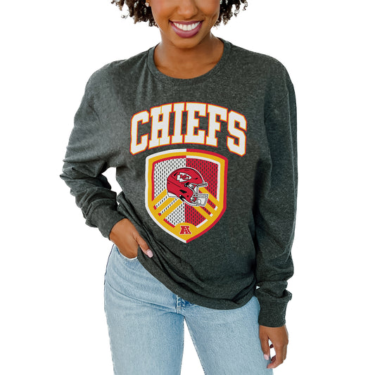 Women's Gameday Couture  Charcoal Kansas City Chiefs  Block Long Sleeve T-Shirt