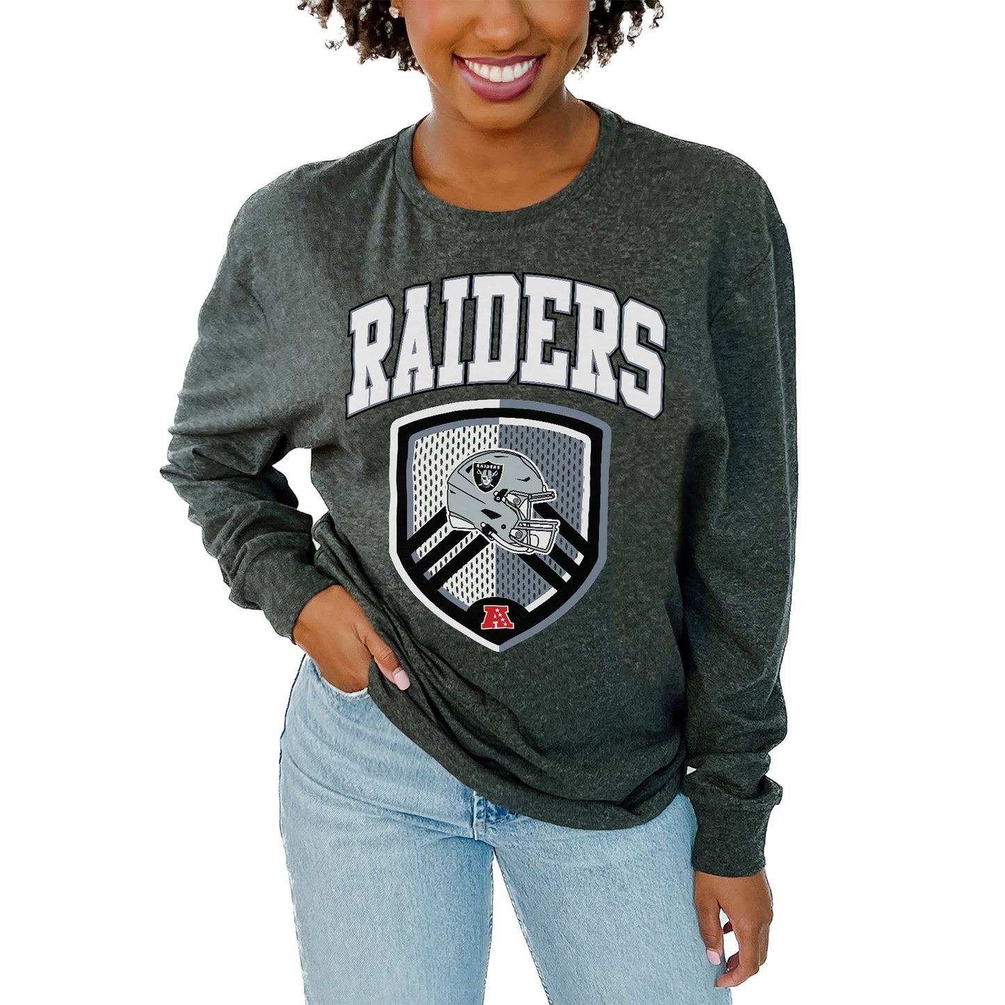 Women's Gameday Couture  Charcoal Las Vegas Raiders  Block Long Sleeve T-Shirt