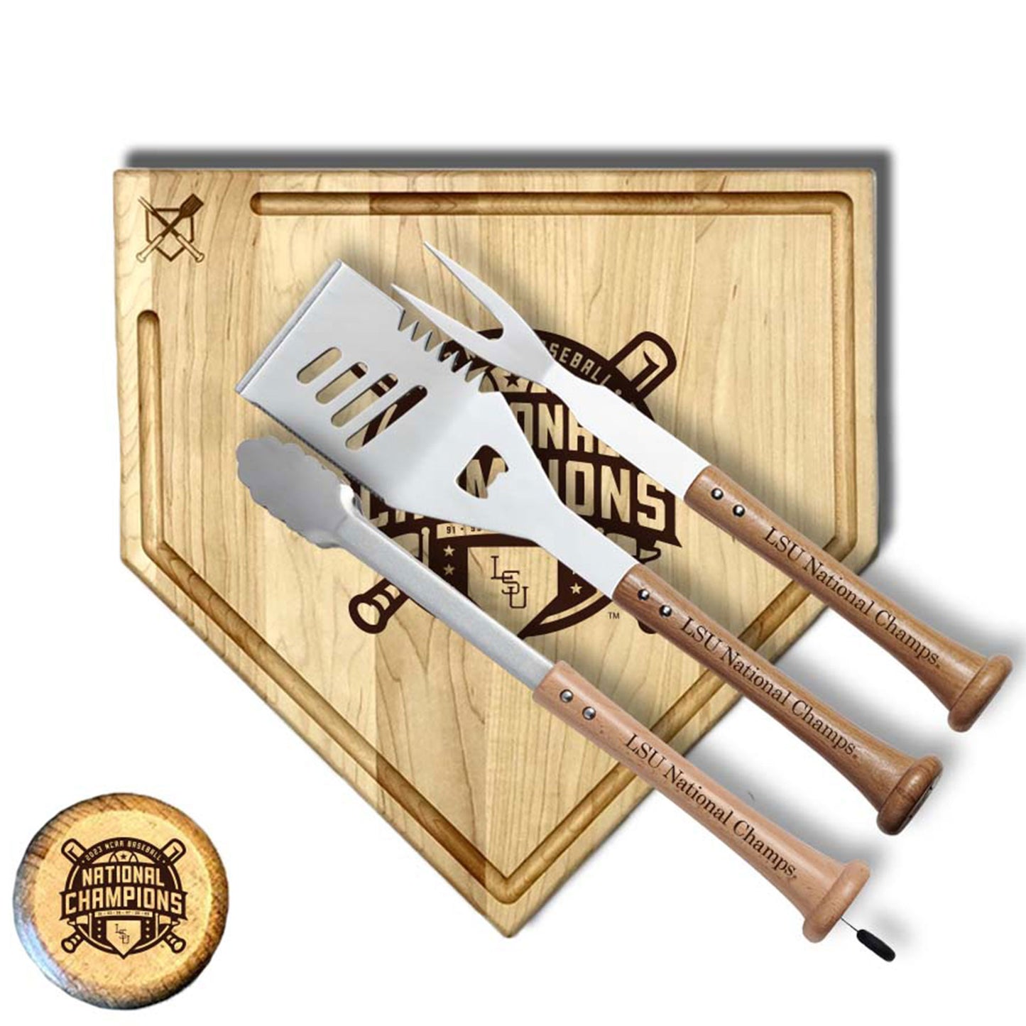 Baseball BBQ  LSU Tigers 2023 NCAA Men's Baseball College World Series Champions 17" Trough Silver Slugger Combo Set