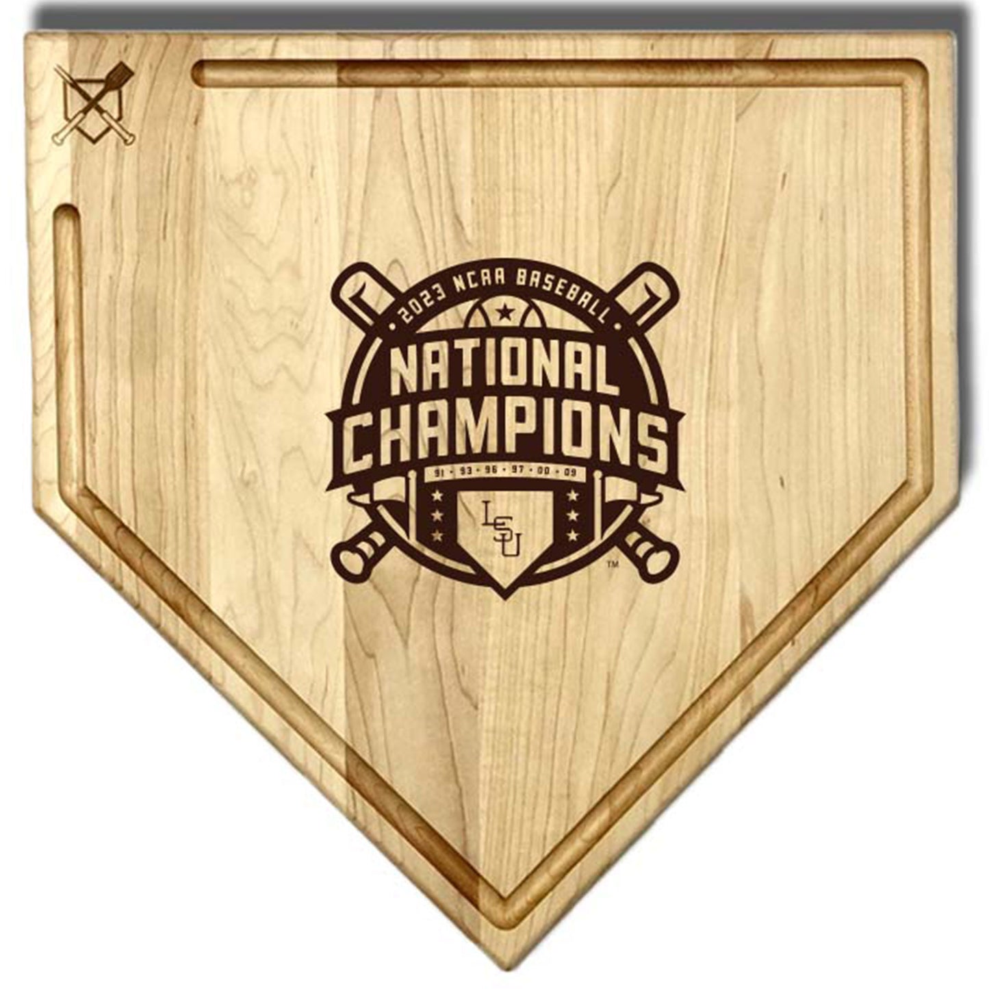 Baseball BBQ  LSU Tigers 2023 NCAA Men's Baseball College World Series Champions 17" x 17" Home Plate Cutting Board With Trough