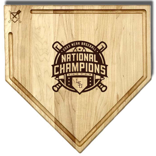 Baseball BBQ  LSU Tigers 2023 NCAA Men's Baseball College World Series Champions 17" x 17" Home Plate Cutting Board With Trough