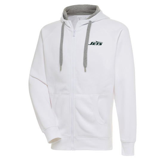 Men's Antigua  White New York Jets Victory Full-Zip Hoodie