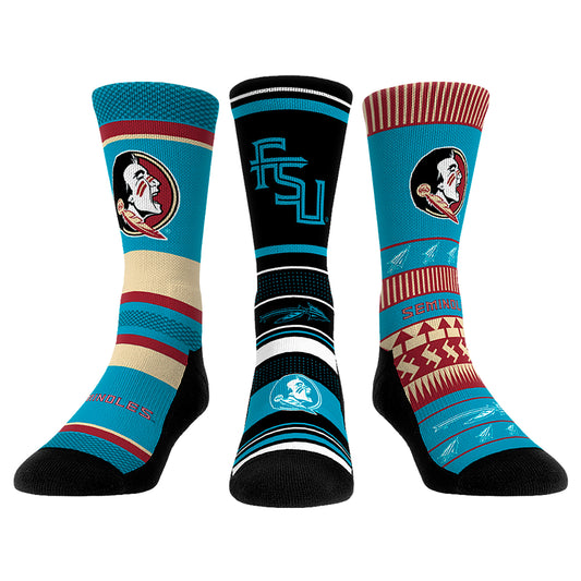Unisex Rock Em Socks Turquoise Florida State Seminoles Heritage Three-Pack Crew Sock Set
