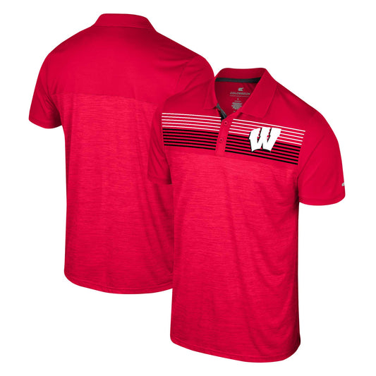 Men's Colosseum Red Wisconsin Badgers Big & Tall Langmore Polo