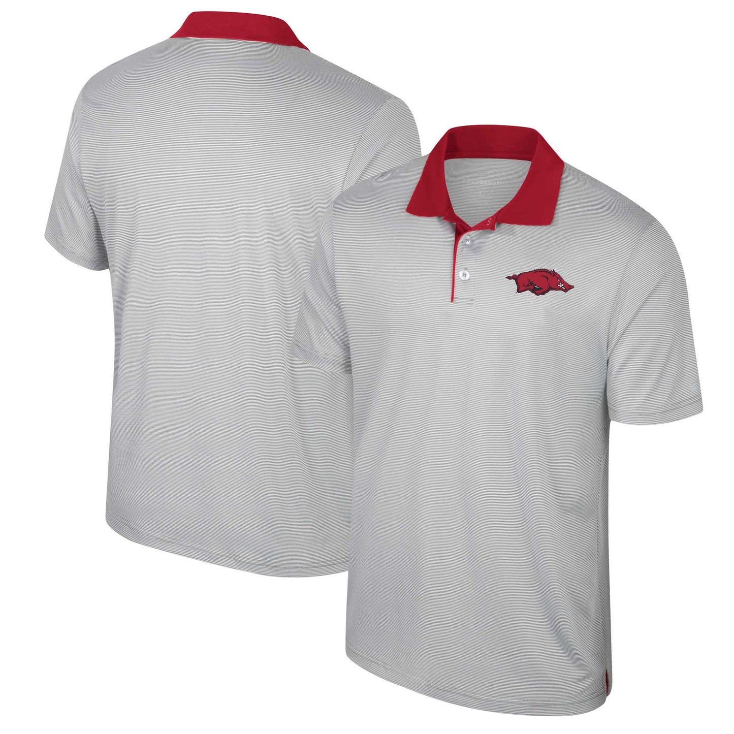 Men's Colosseum Gray Arkansas Razorbacks Big & Tall Tuck Striped Polo