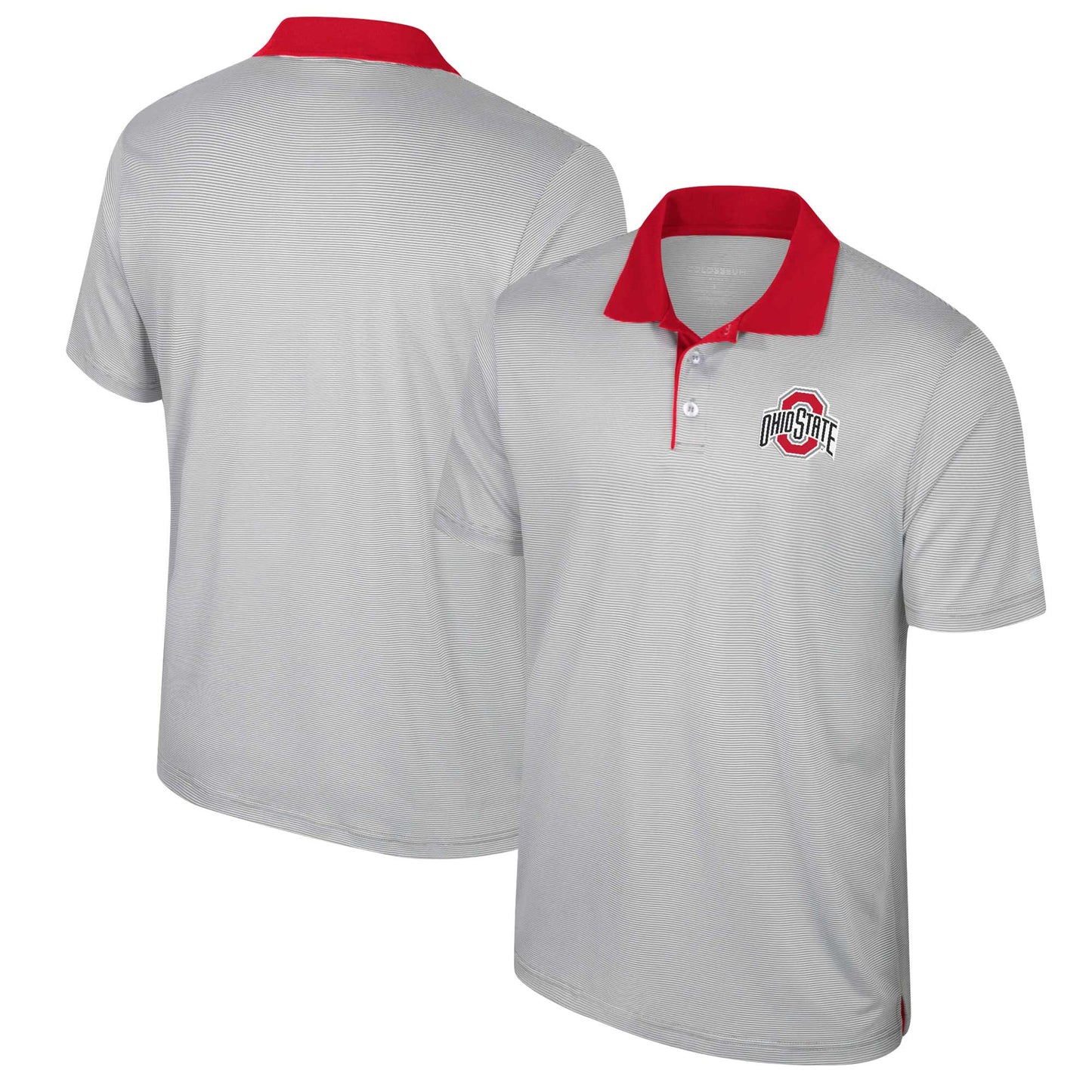 Men's Colosseum Gray Ohio State Buckeyes Big & Tall Tuck Striped Polo