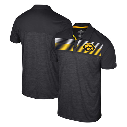 Men's Colosseum Black Iowa Hawkeyes Big & Tall Langmore Polo