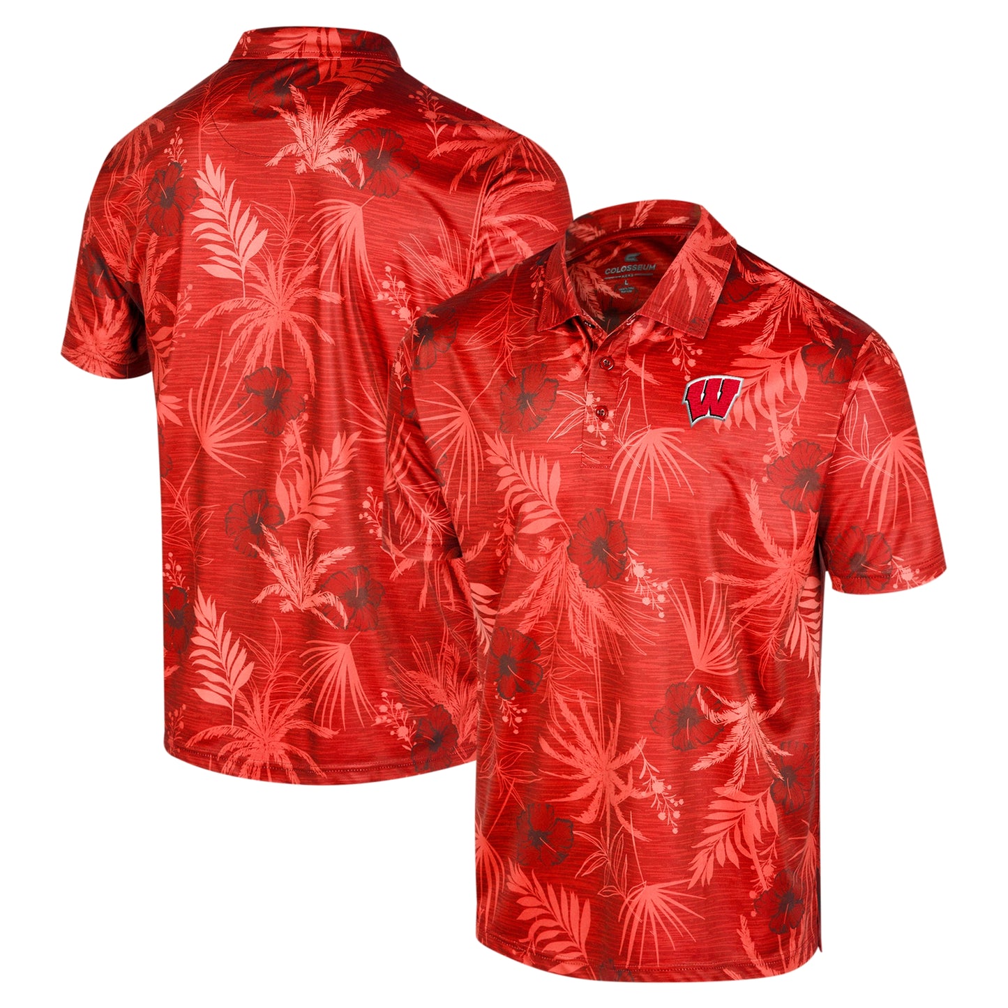 Men's Colosseum Red Wisconsin Badgers Big & Tall Palms Polo