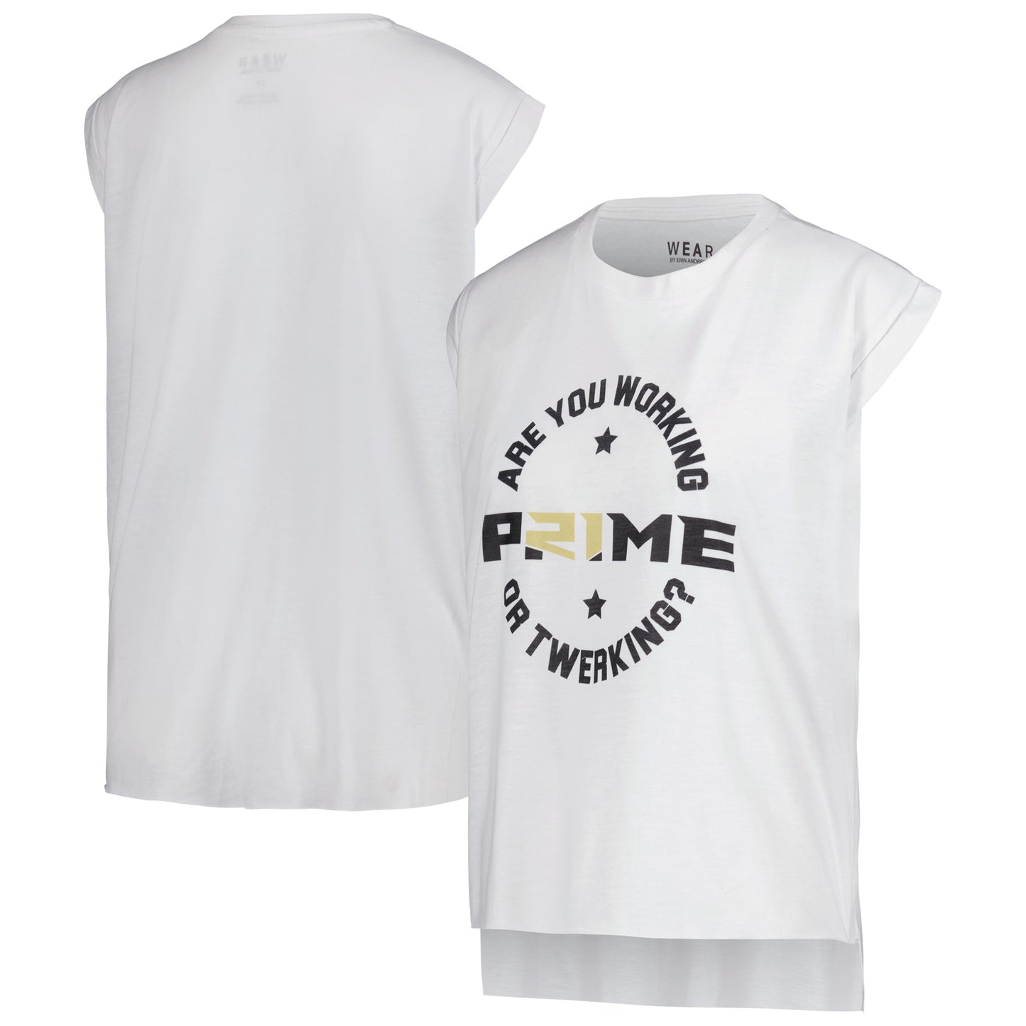 Women's WEAR by Erin Andrews White Colorado Buffaloes Coach Prime Working Sleeveless Muscle T-Shirt