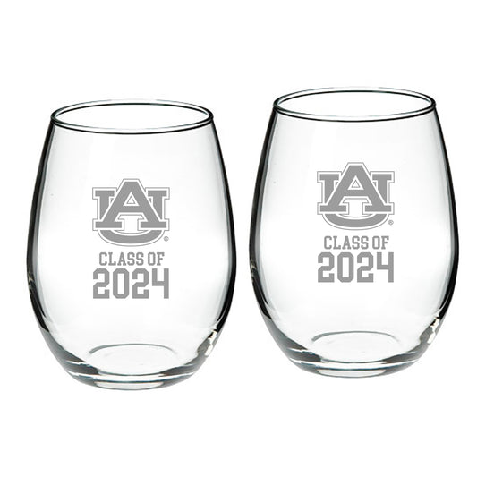 Auburn Tigers Class of 2024 21oz. 2-Piece Stemless Wine Glass Set