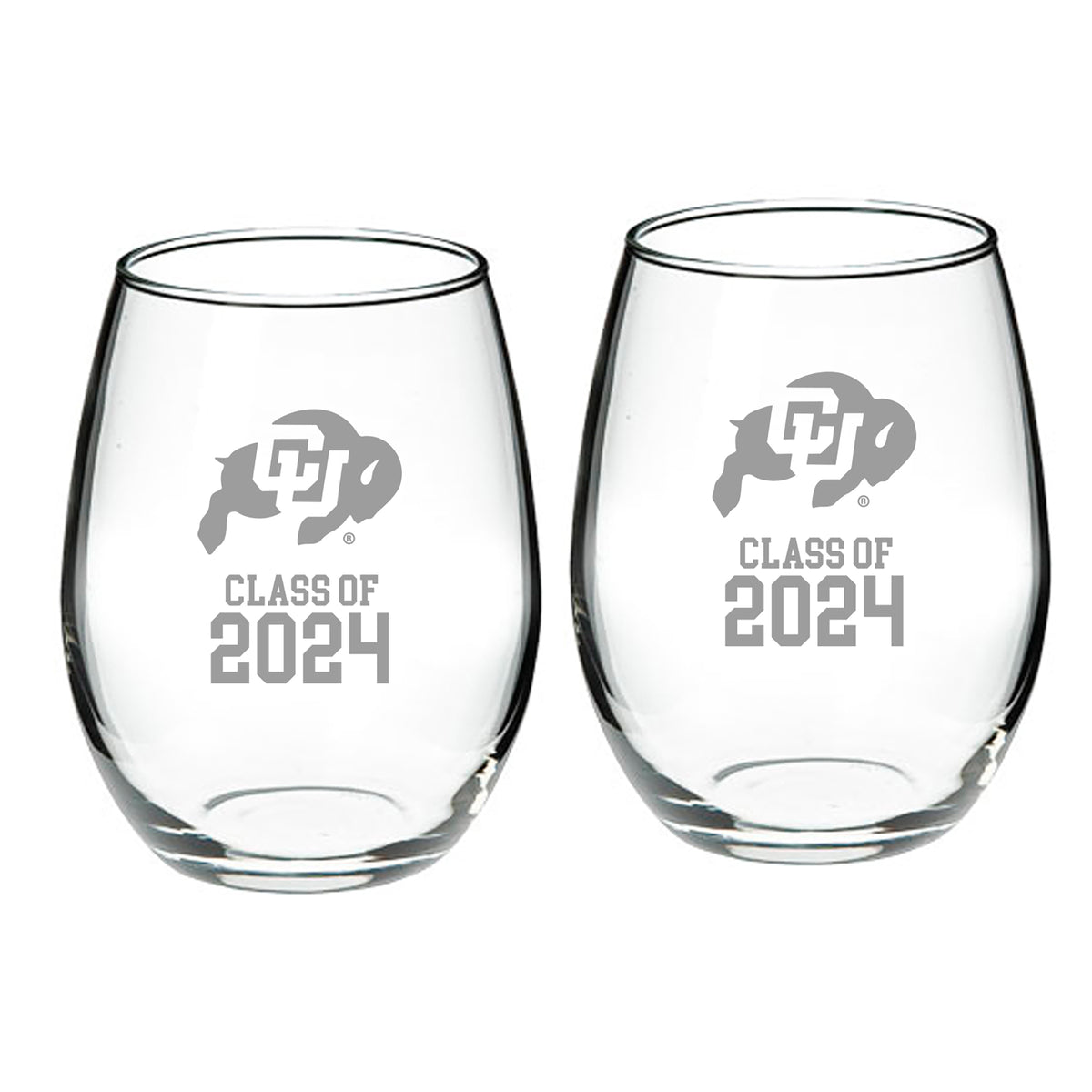 Colorado Buffaloes Class of 2024 21oz. 2-Piece Stemless Wine Glass Set