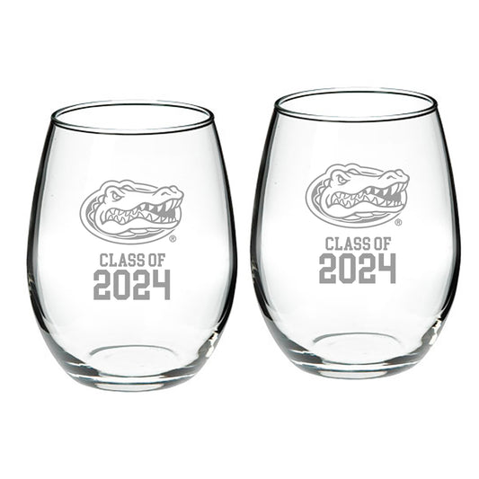 Florida Gators Class of 2024 21oz. 2-Piece Stemless Wine Glass Set