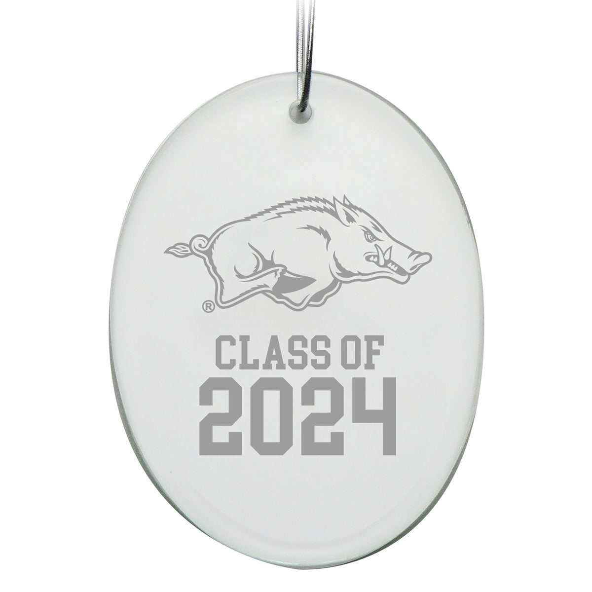Arkansas Razorbacks Class of 2024 2.75'' x 3.75'' Glass Oval Ornament