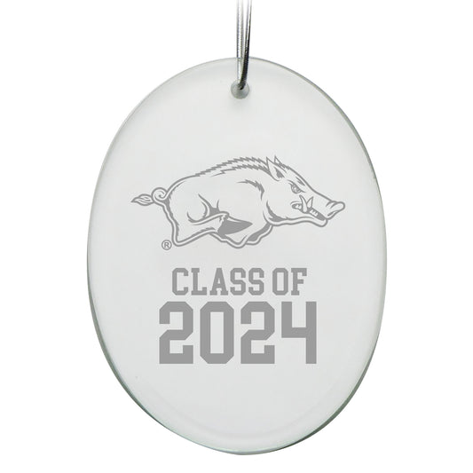 Arkansas Razorbacks Class of 2024 2.75'' x 3.75'' Glass Oval Ornament