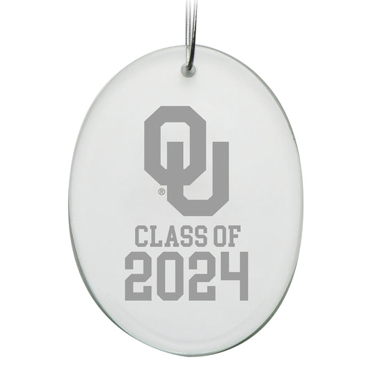 Oklahoma Sooners Class of 2024 2.75'' x 3.75'' Glass Oval Ornament