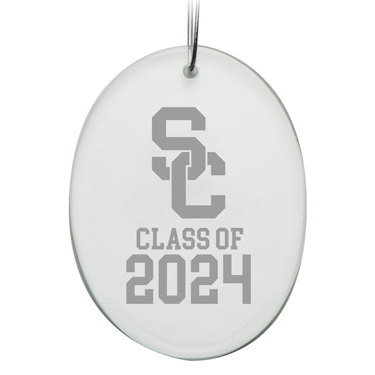 USC Trojans Class of 2024 2.75'' x 3.75'' Glass Oval Ornament