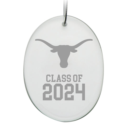 Texas Longhorns Class of 2024 2.75'' x 3.75'' Glass Oval Ornament