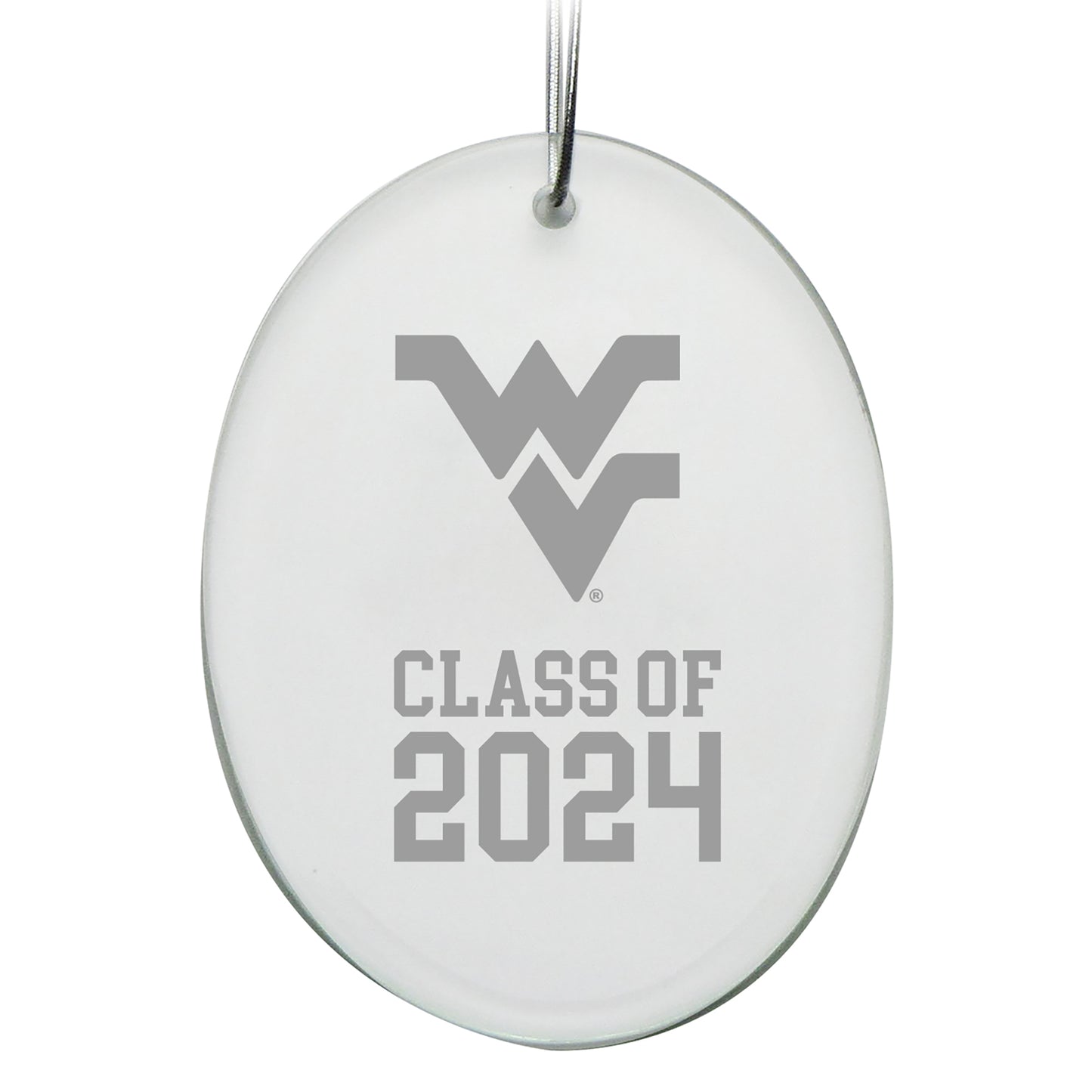 West Virginia Mountaineers Class of 2024 2.75'' x 3.75'' Glass Oval Ornament