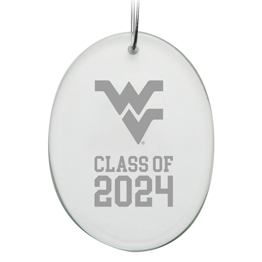 West Virginia Mountaineers Class of 2024 2.75'' x 3.75'' Glass Oval Ornament