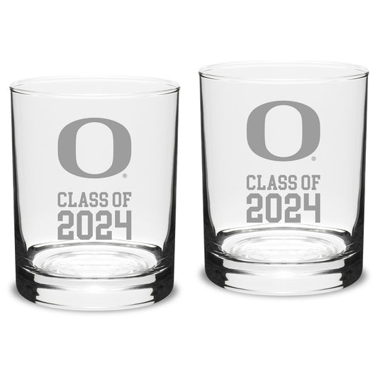 Oregon Ducks Class of 2024 14oz. 2-Piece Classic Double Old-Fashioned Glass Set