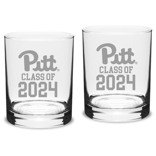 Pitt Panthers Class of 2024 14oz. 2-Piece Classic Double Old-Fashioned Glass Set