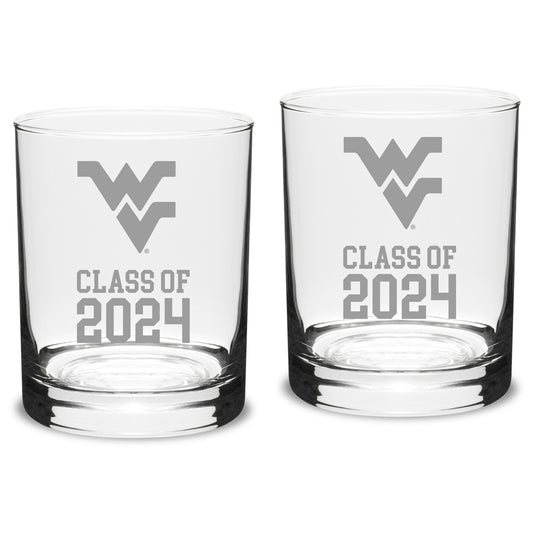 West Virginia Mountaineers Class of 2024 14oz. 2-Piece Classic Double Old-Fashioned Glass Set