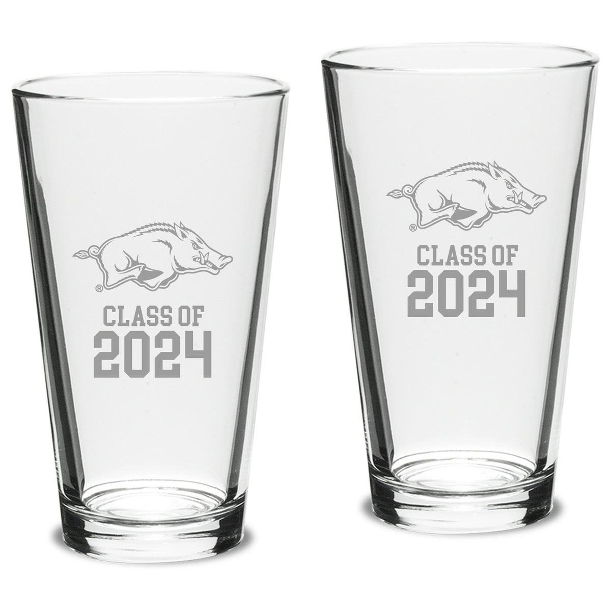 Arkansas Razorbacks Class of 2024 16oz. 2-Piece Classic Pint Glass Set