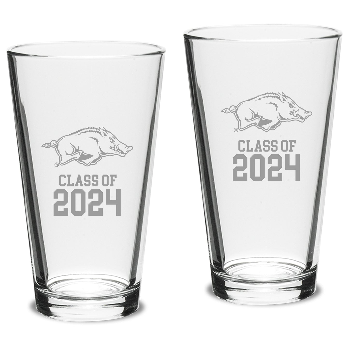 Arkansas Razorbacks Class of 2024 16oz. 2-Piece Classic Pint Glass Set
