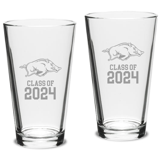 Arkansas Razorbacks Class of 2024 16oz. 2-Piece Classic Pint Glass Set