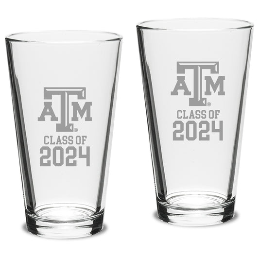 Texas A&M Aggies Class of 2024 16oz. 2-Piece Classic Pint Glass Set