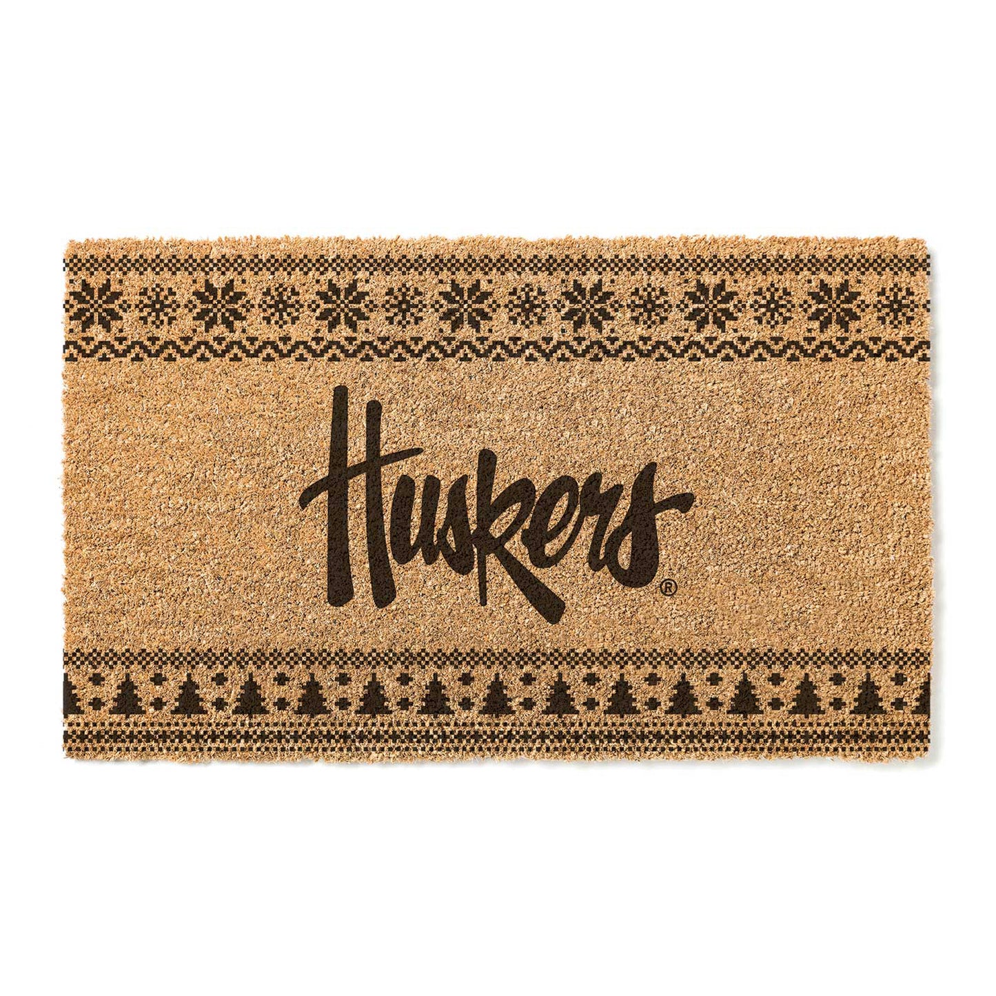 Nebraska Huskers 18" x 30" Holiday Coir Doormat