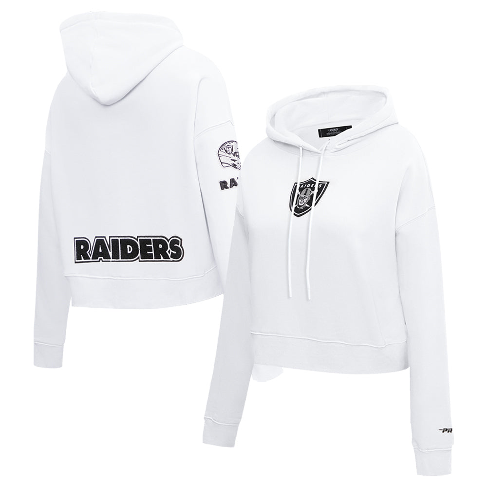 Women's Pro Standard White Las Vegas Raiders Cropped Fleece Pullover Hoodie