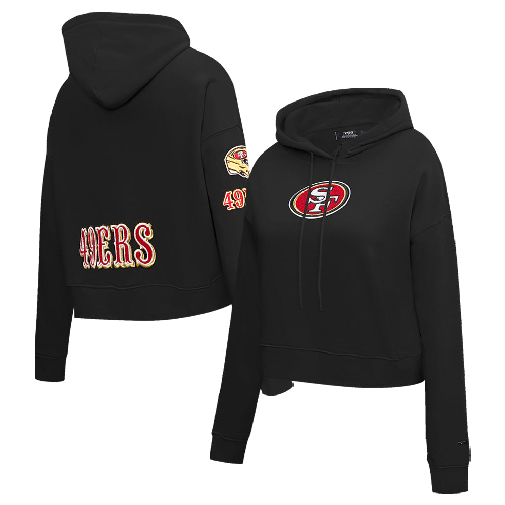 Women's Pro Standard Black San Francisco 49ers Cropped Fleece Pullover Hoodie
