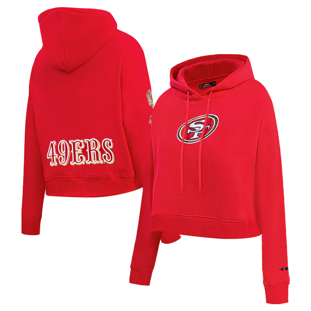 Women's Pro Standard Scarlet San Francisco 49ers Cropped Fleece Pullover Hoodie