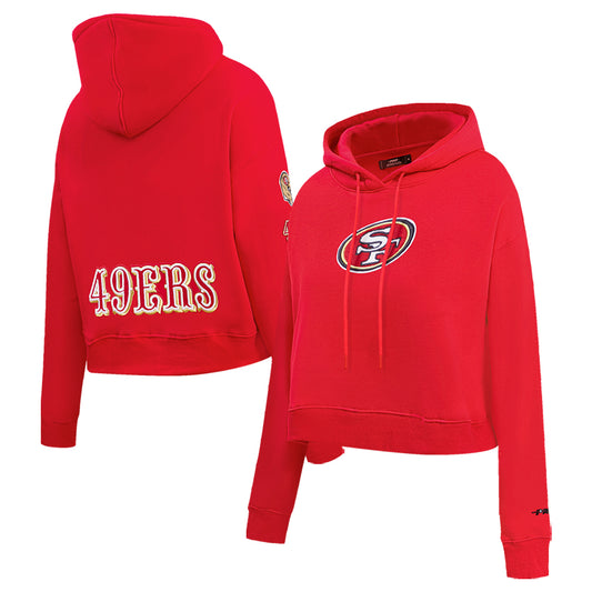 Women's Pro Standard Scarlet San Francisco 49ers Cropped Fleece Pullover Hoodie