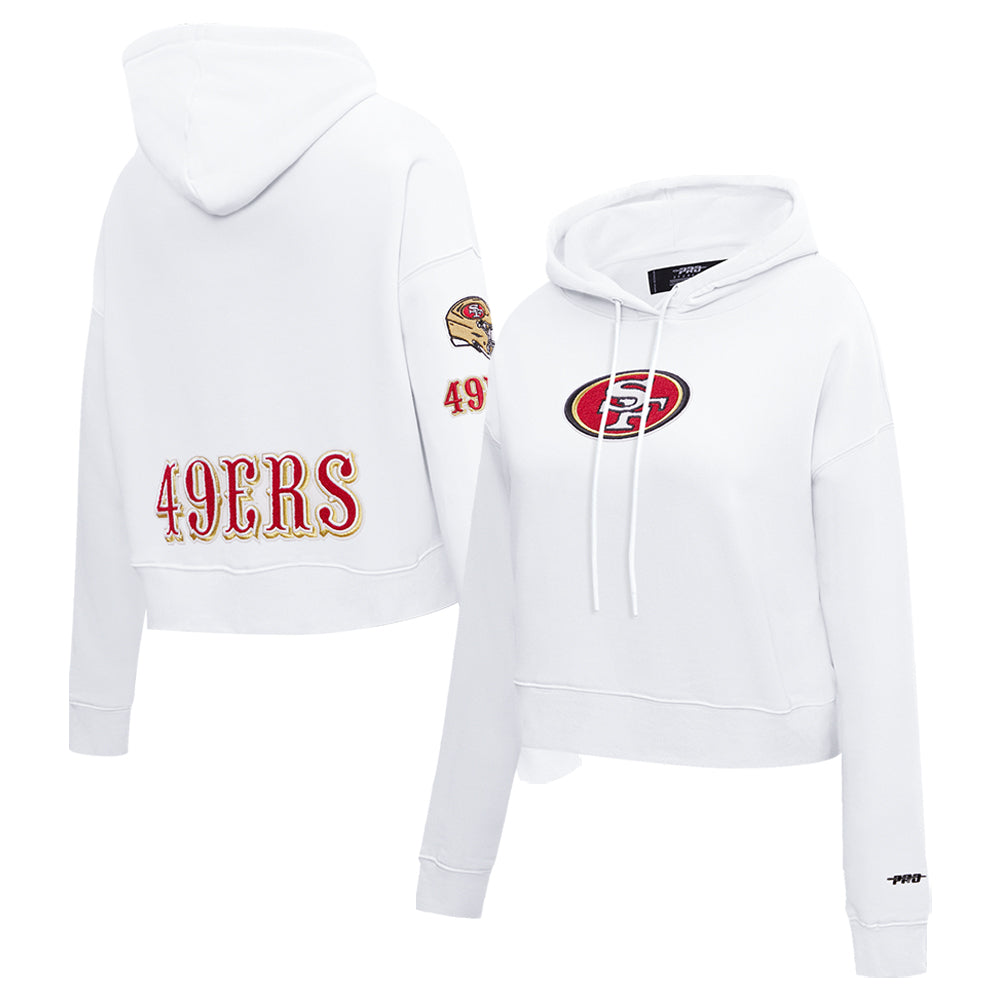 Women's Pro Standard White San Francisco 49ers Cropped Fleece Pullover Hoodie