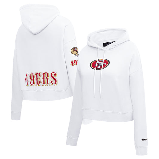 Women's Pro Standard White San Francisco 49ers Cropped Fleece Pullover Hoodie