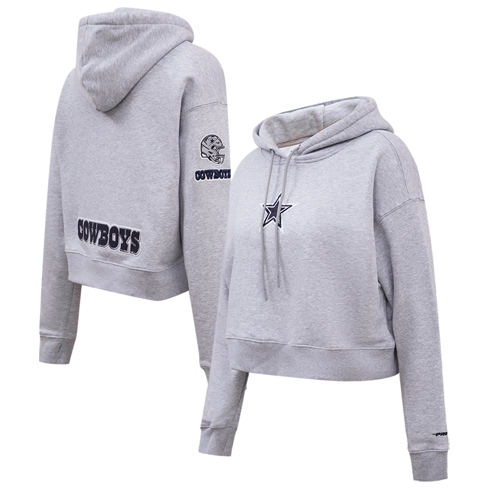 Women's Pro Standard Heather Gray Dallas Cowboys Cropped Fleece Pullover Hoodie