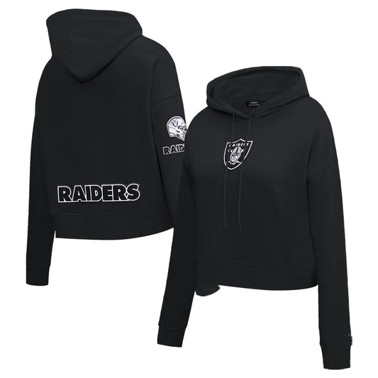 Women's Pro Standard Black Las Vegas Raiders Cropped Fleece Pullover Hoodie