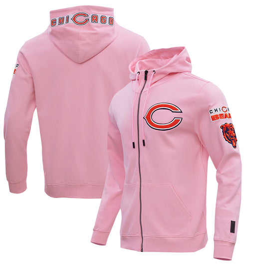 Men's Pro Standard  Pink Chicago Bears Classic Chenille Double Knit Full-Zip Hoodie