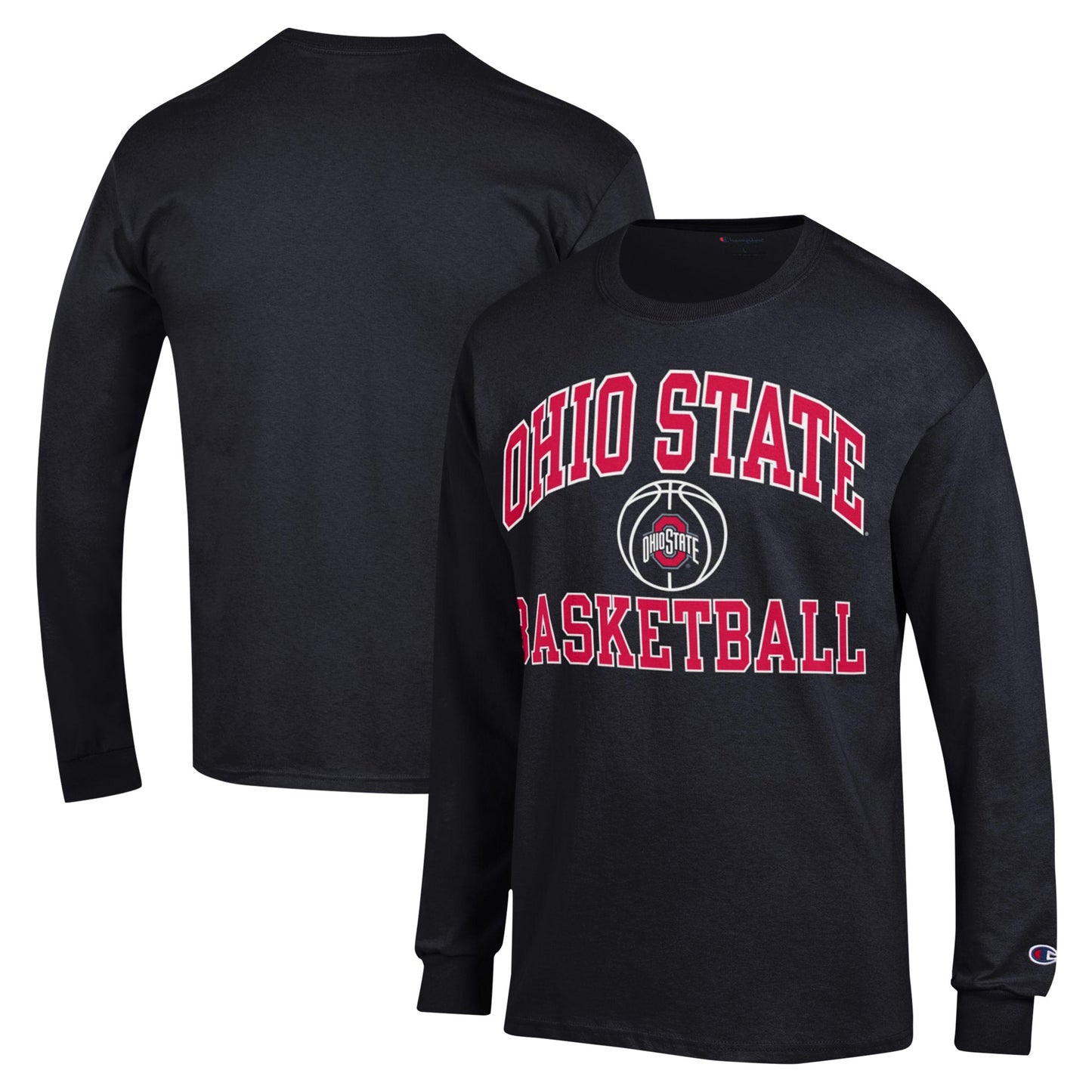 Men's Champion Black Ohio State Buckeyes Basketball Icon Long Sleeve T-Shirt