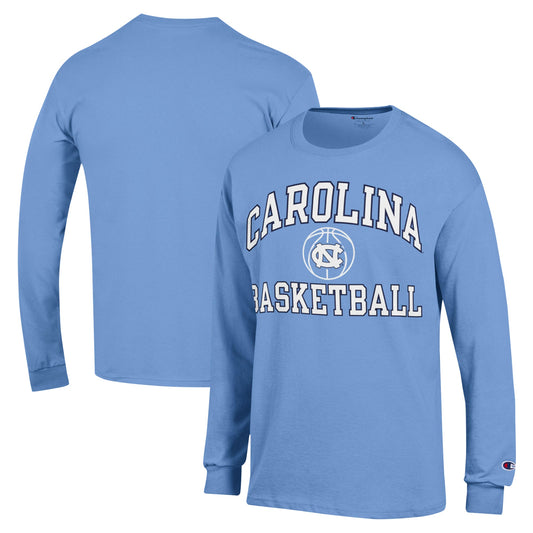 Men's Champion Light Blue North Carolina Tar Heels Basketball Icon Long Sleeve T-Shirt