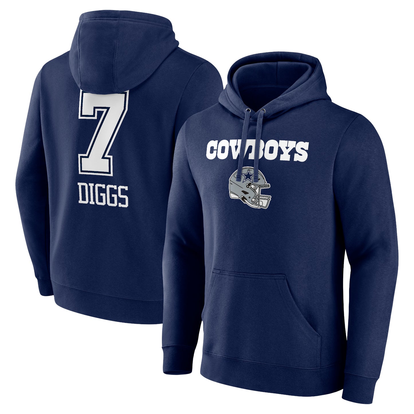 Men's Trevon Diggs Navy Dallas Cowboys Wordmark Player Name & Number Pullover Hoodie